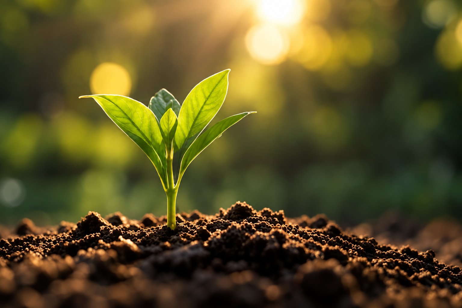 A small seedling sprouting from soil